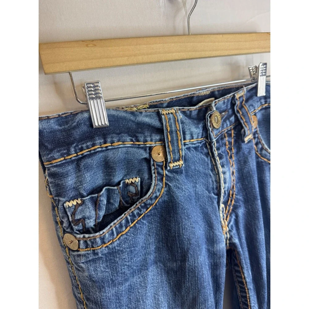 True Religion Brand Jeans Mens 31X30 Blue Denim Straight Leg Contrast Stitch USA